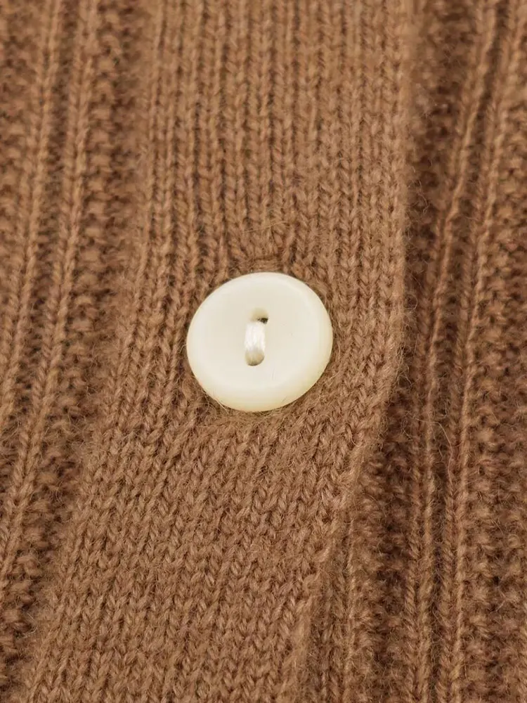 NLZGMSJ سترة نسائية كلاسيكية أنيقة غير رسمية برقبة دائرية واحدة الصدر وأكمام طويلة سترات محبوكة موضة خريف 2025