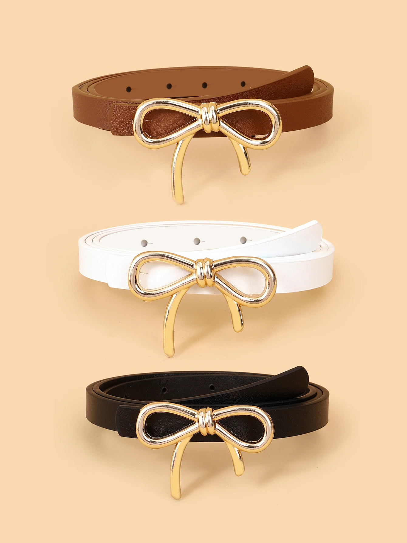 

3 шт., женский новый тонкий ремень с бантом, высококачественный джинсовый ремень из искусственной кожи, украшение для платья, студенческий ремень