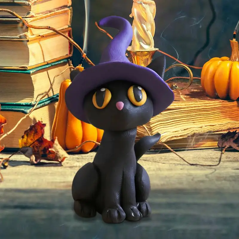 Halloween Ornament Resin Witch Figurines Small Ornaments Pumpkin Statue Cat Sculpture For Halloween Party Home Decoration