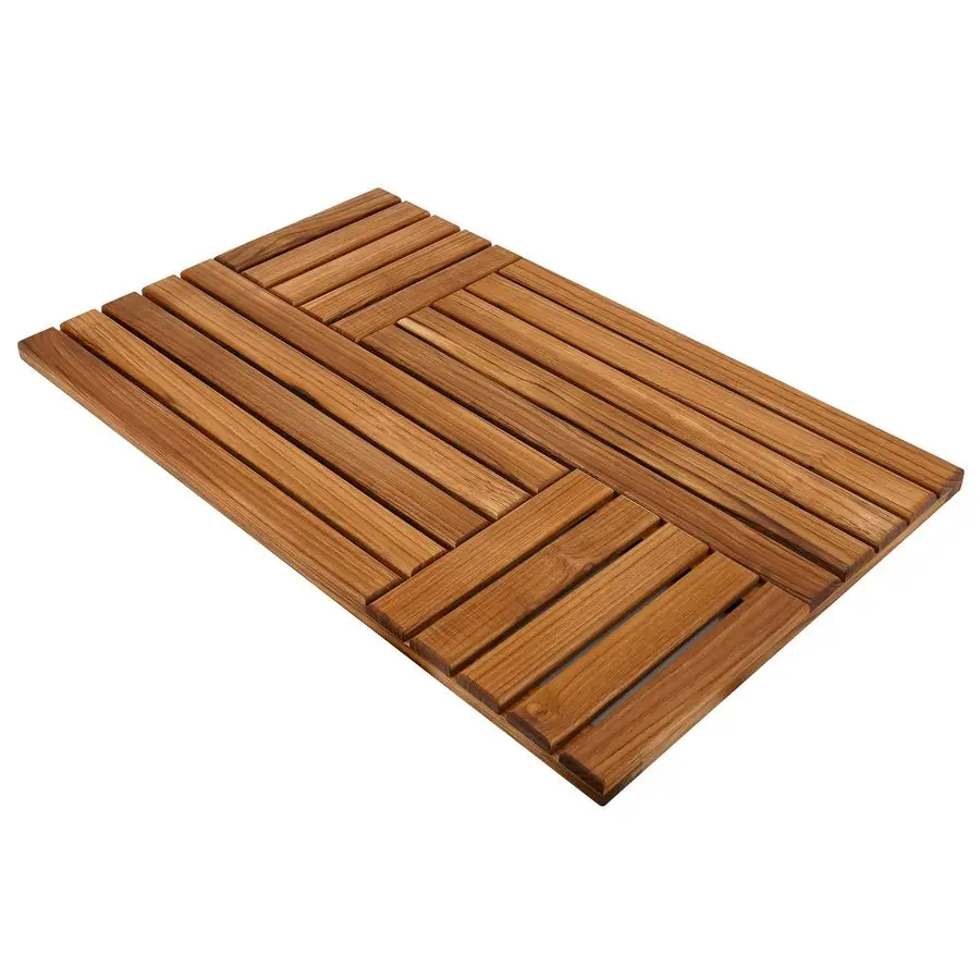 

Teak Wood Bath Mat, 32 x 20 inch Large Wooden Shower Mat for Bathroom, Non Slip Wood Floor Sturdy Mat for Inside Shower Luxury S