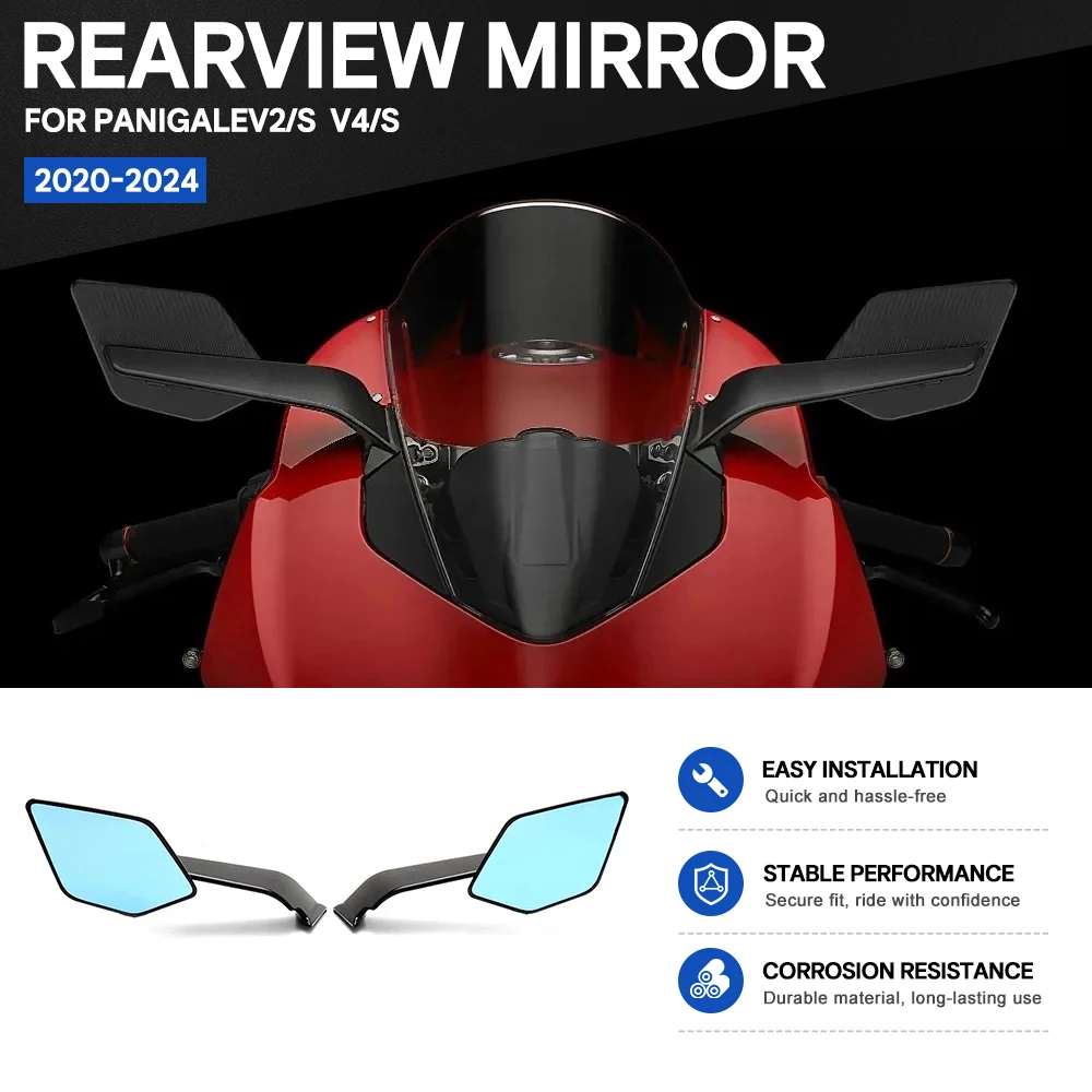 `Motorcycle Wind Wing Rearview Mirror FOR Ducati Panigale V2 2020-2024 V4 2018-2024 Blue Anti-glare Lens Side Mirror Assembly`