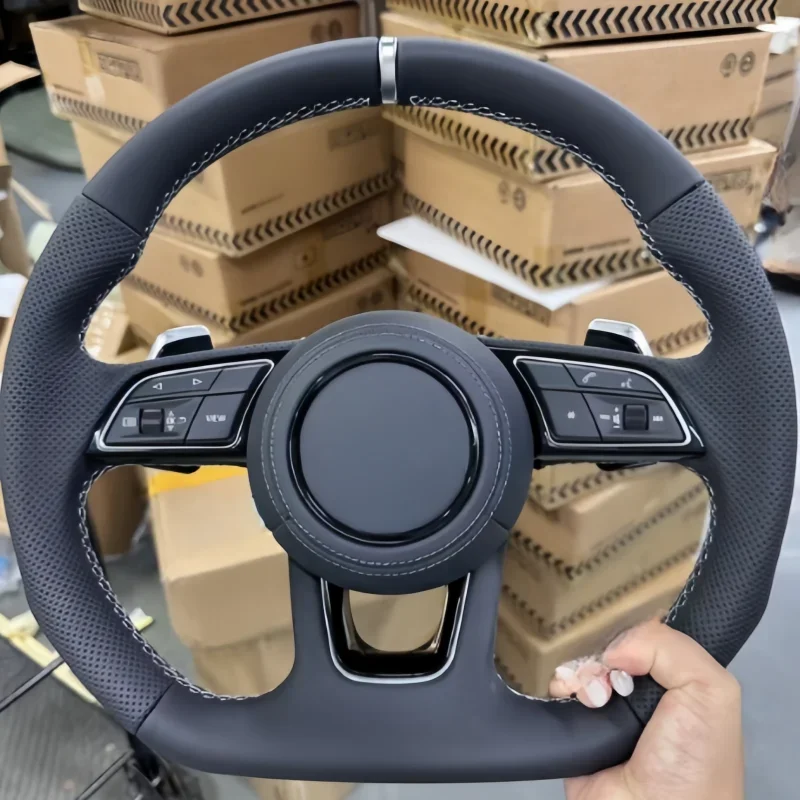 

New Products Perforated Leather Steering Wheel For Audi A3 A4 A5 A6 A7 A7L A8 Q5 Q7 Q8 B9 Steering Wheel Car Accessories