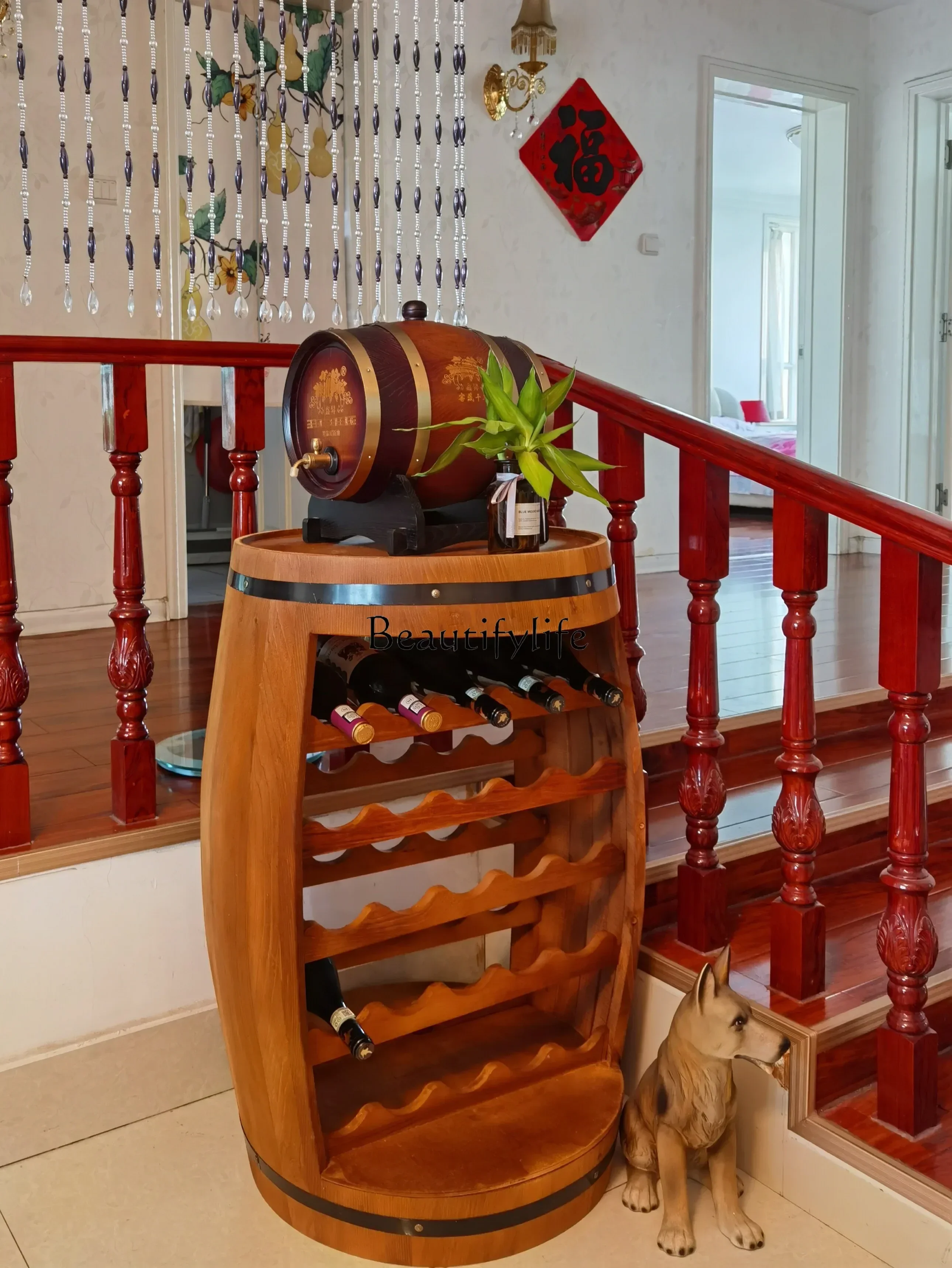 

1*solid wood Oak wine cabinet barrel decorative ornament display ornament custom wooden barrel