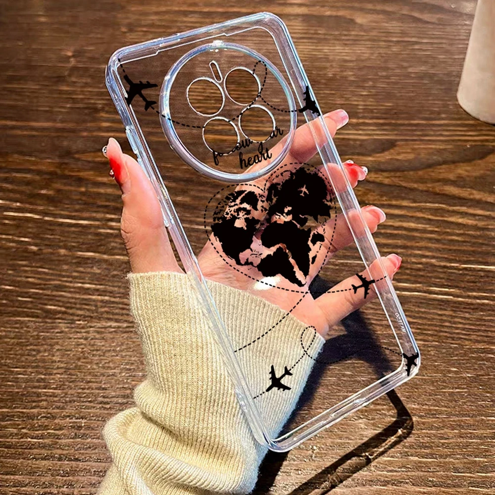 

Прозрачный мягкий чехол для телефона с цветочным узором и авиационной картой для Xiaomi 15T 14T 13T 12T 10T Pro 15 14 13 12 11 Lite Note 10 Lite Pro