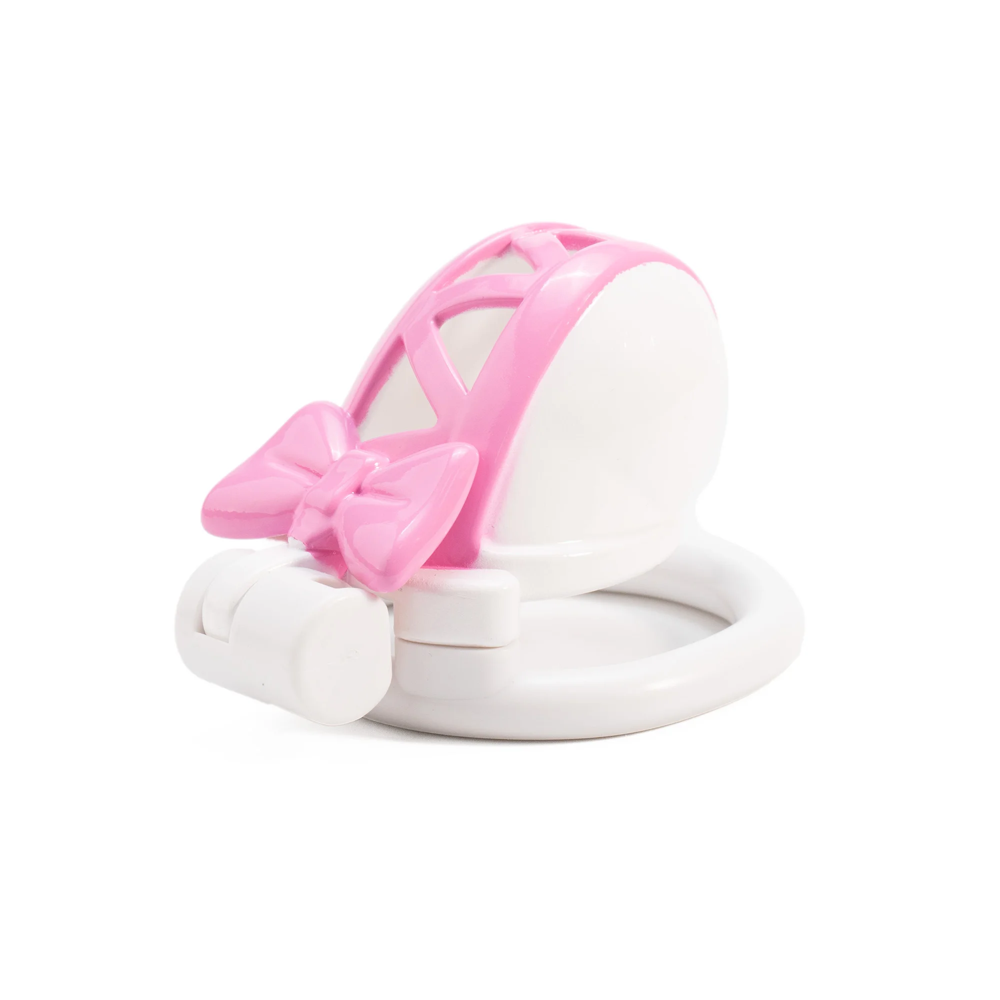 Small Pink Bow Two-Tone Craft Chastity Lock for Men, CB Lock, Cross-Dresser Chastity Device