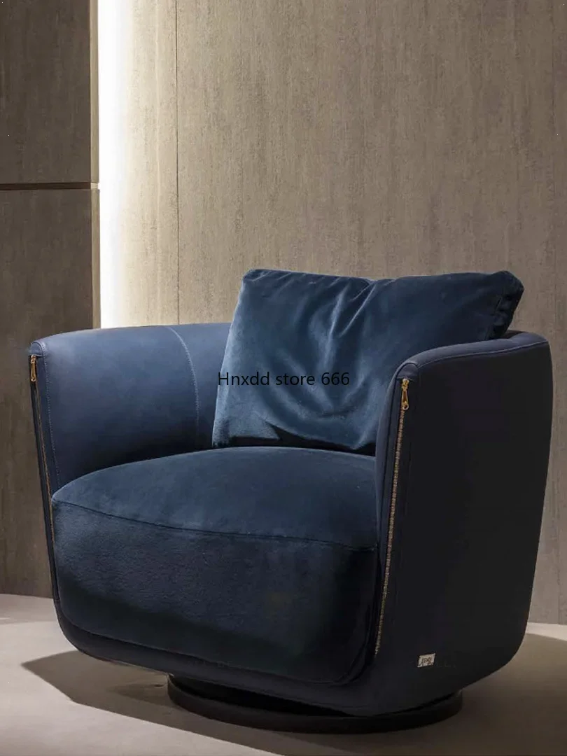 Italian fabric leisure chair chair living room blue single technology cloth light luxury sofa
