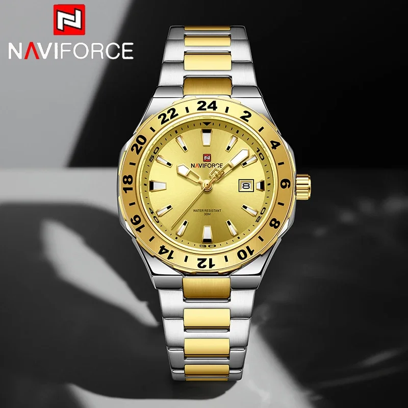 NAVIFORCE 9249 великолепные кварцевые часы мужские элитные циферблаты модный календарь ночник водостойкая стальная полоса деловые часы reloj