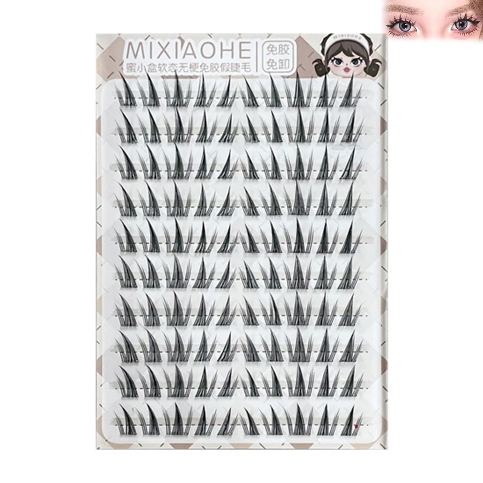 Faux cils réalistes sans colle pour femmes et filles, grappes de cils imperméables, fournitures cosmétiques, 03