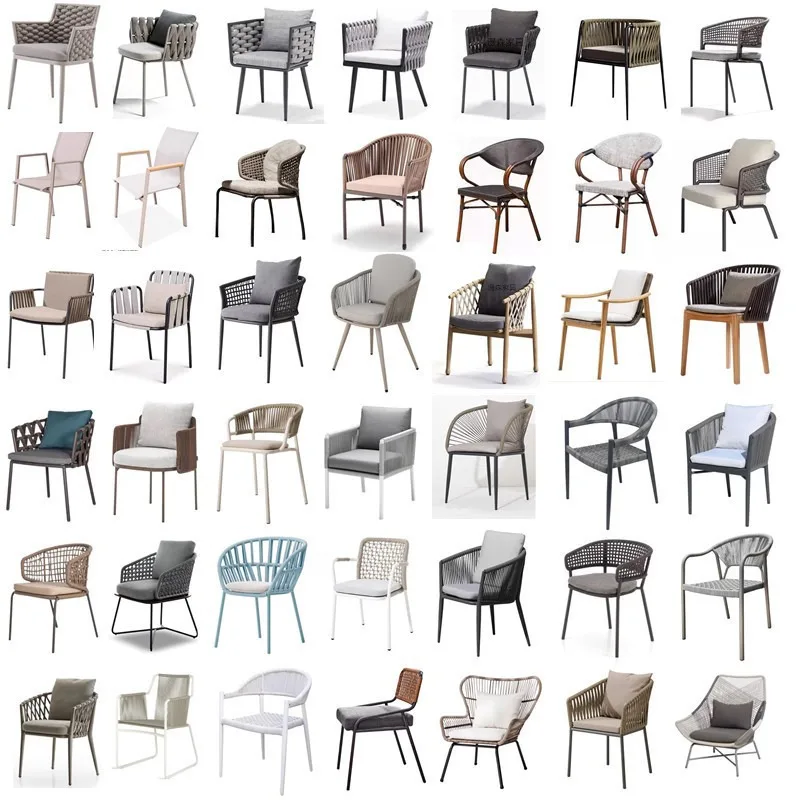 Weatherproof PE Rattan Outdoor Single Dining Chair Aluminum Frame Patio Furniture With Removable Cushion For Garden Balcony Cafe