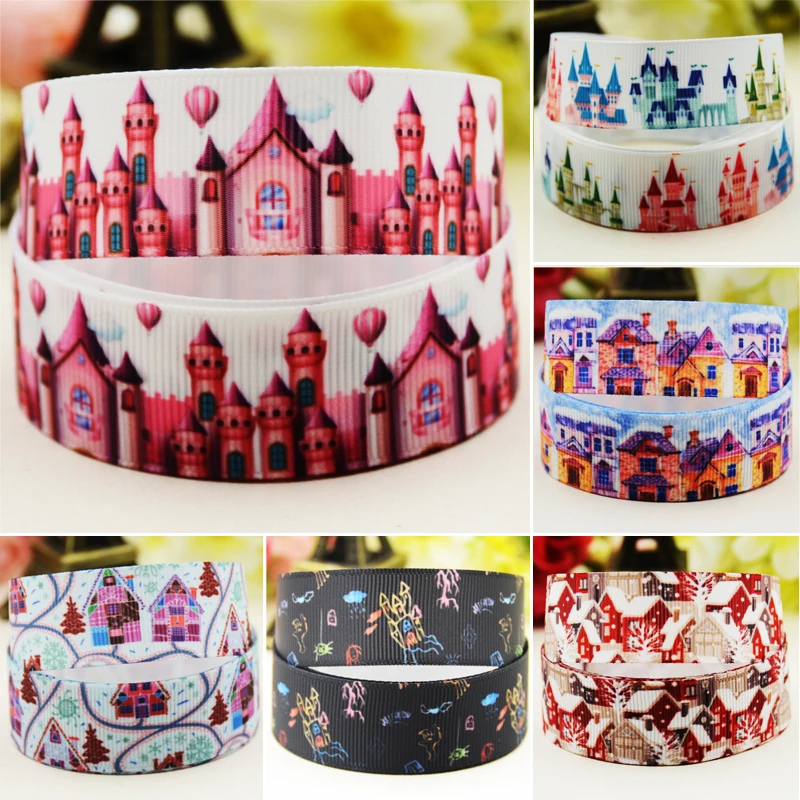 22mm 25mm 38mm 75mm Castle Cartoon Character printed Grosgrain Ribbon party decoration 10 Yards