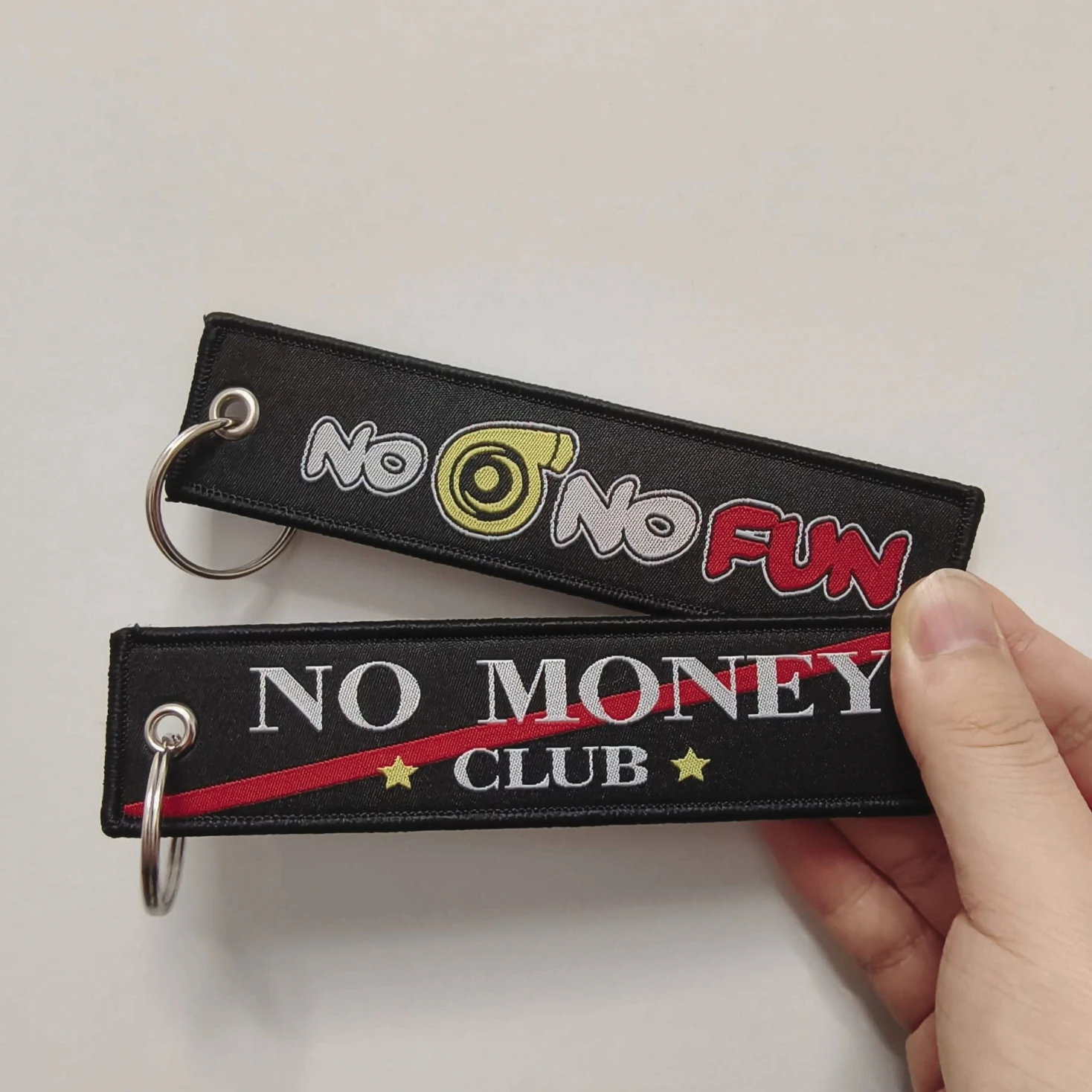 Newest JDM Racing Japan Keyring Embroidered Nylon Fabric Keychain Moto Keychain Car Key Tags FOR NO Monet Club Key Ring