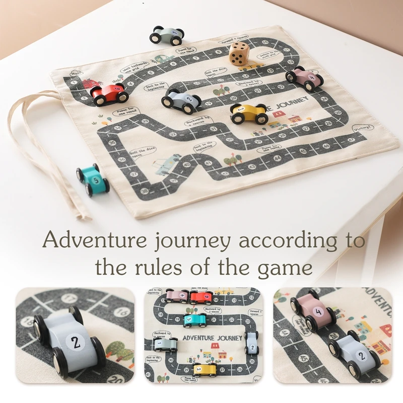 Wooden Baby Montessori Toys Baby Car Traffic Road Map Canvas Desktop Mat Game Parent-child Puzzle Educational Montessori Toys