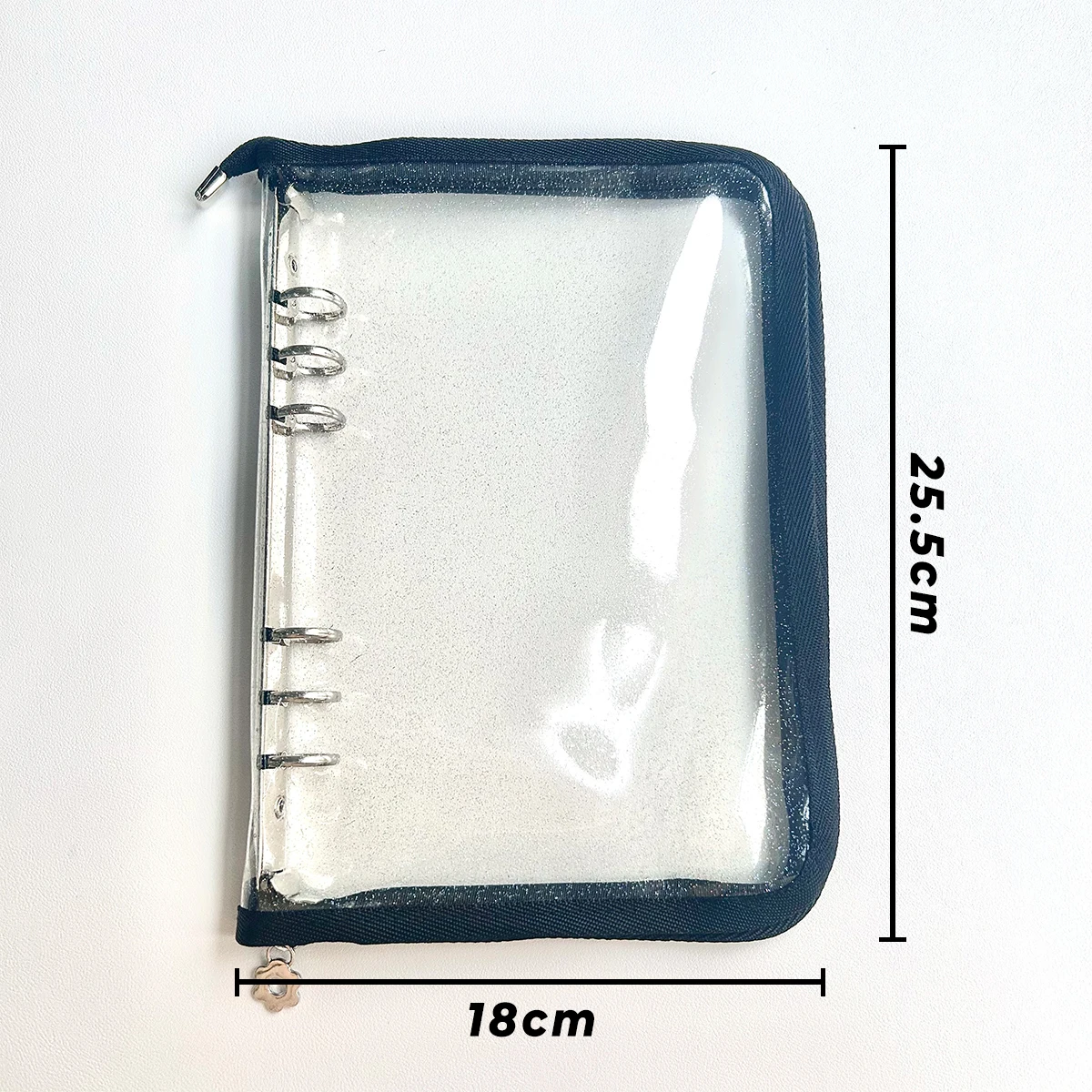 A5 Transparent Binder Shell Waterproof PVC Binder Cover With Zipper For Refillable Notebook Shell Sparkling Planner Cover