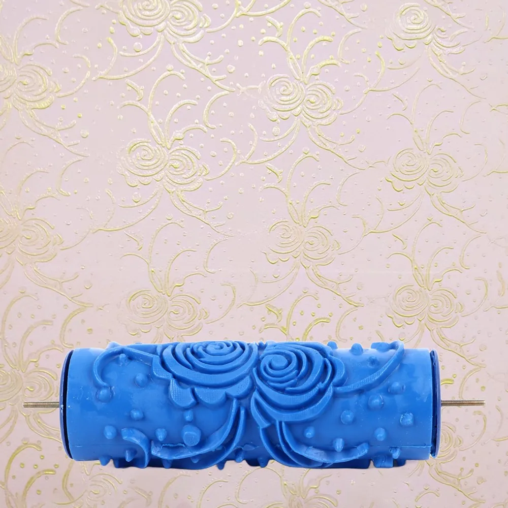 Rubber Pattern Paint Roller Reusable Easy Clean Decorative Paint Roller Soft Texture Embossing Roller Exterior Decoration