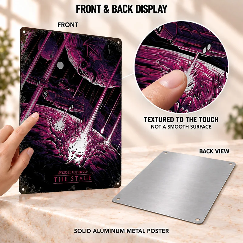 Avenged Sevenfold Textured Metal Posters Aggressive Stage Design Man Cave Wall Art Customized Aluminum Sign Gift For Rock Fans