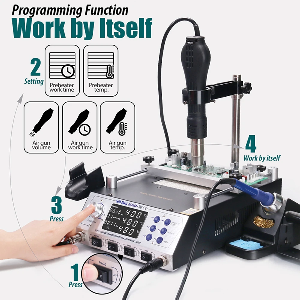 

YIHUA 853AAA 1200W Soldering Station Desoldering 3 In 1 Hot Air Gun Soldering Iron Rework Station Welding Tools