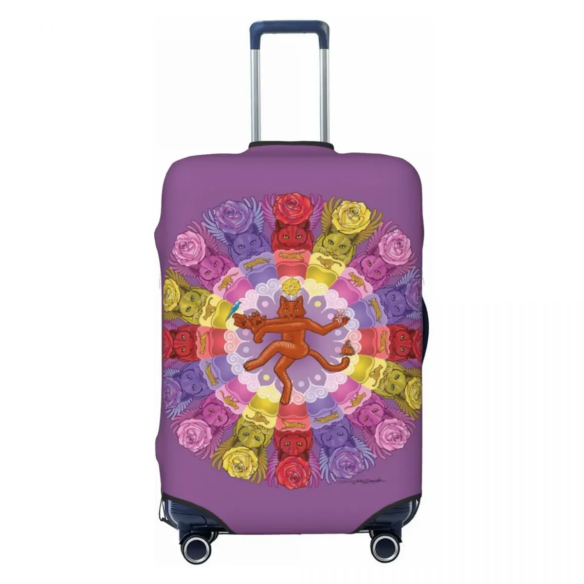 Cubierta de maleta de Arte de gato Mandala, Protector de viaje con estampado Floral de animales, accesorios de equipaje divertidos para vacaciones