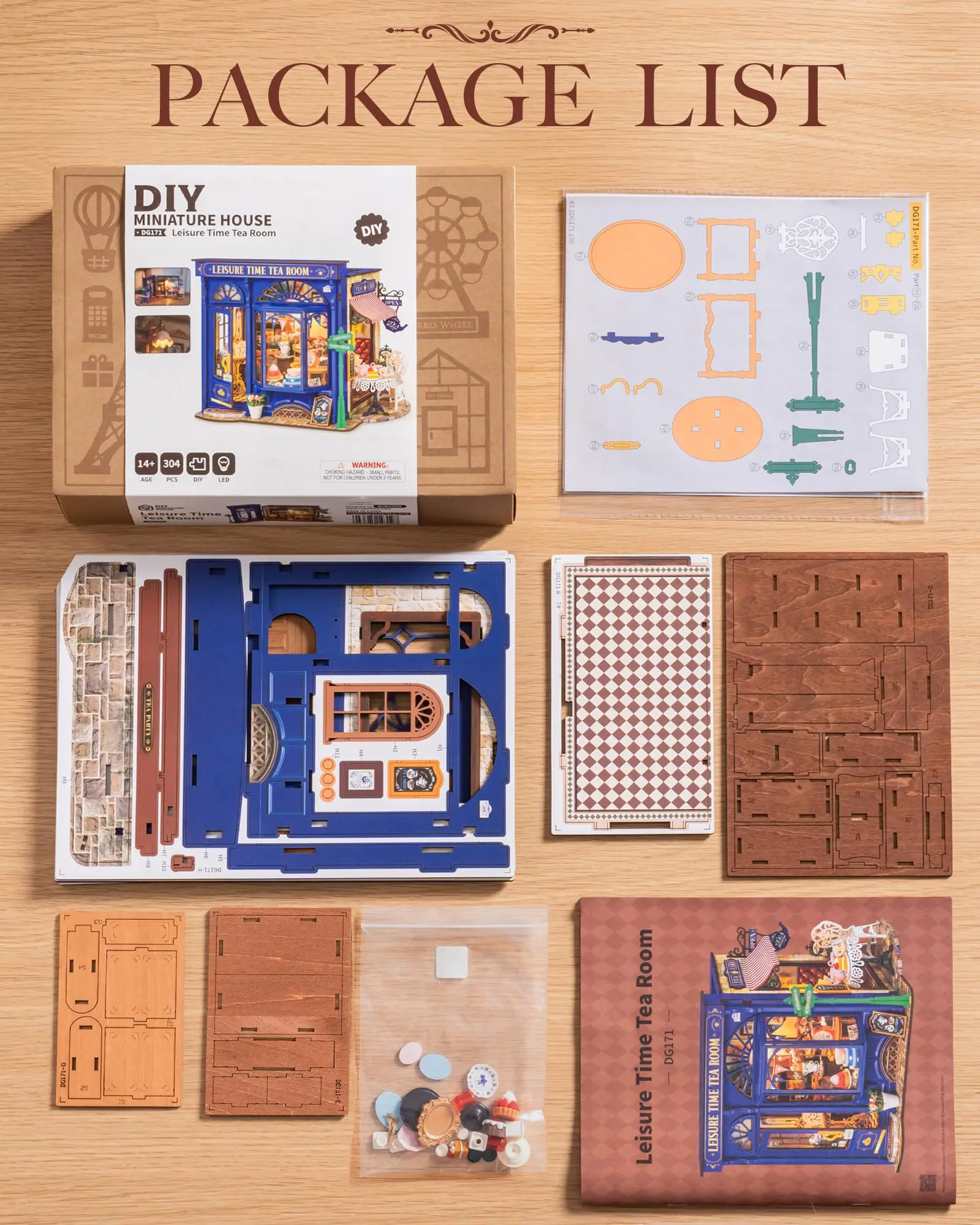 Robotime DIY Miniature เวลาว่าง Tea Room ตุ๊กตา 3D ปริศนาไม้ของเล่น PreColored ไม้ตกแต่งบ้านสําหรับวัยรุ่นและผู้ใหญ่