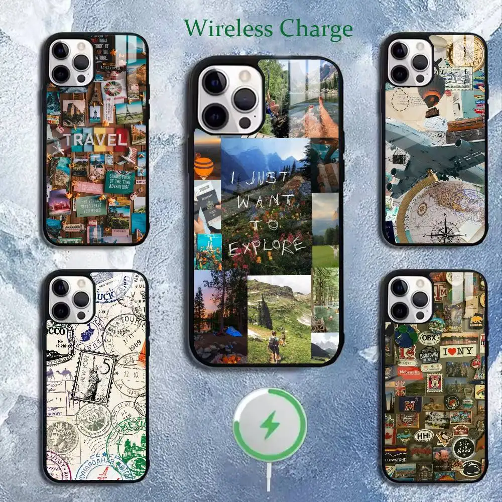 

explore the world Phone Case For iPhone 11,12,13,14,15,16,17Plus,Pro,Max for Wireless Charging