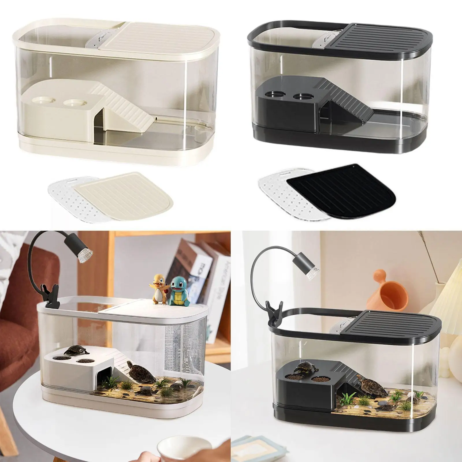 

Багатофункциональный резервуар для черепах с крышками, среда обитания рептилий с платформой, аквариум для черепах для террапины, геккона, леопарда, змеи, амфибии