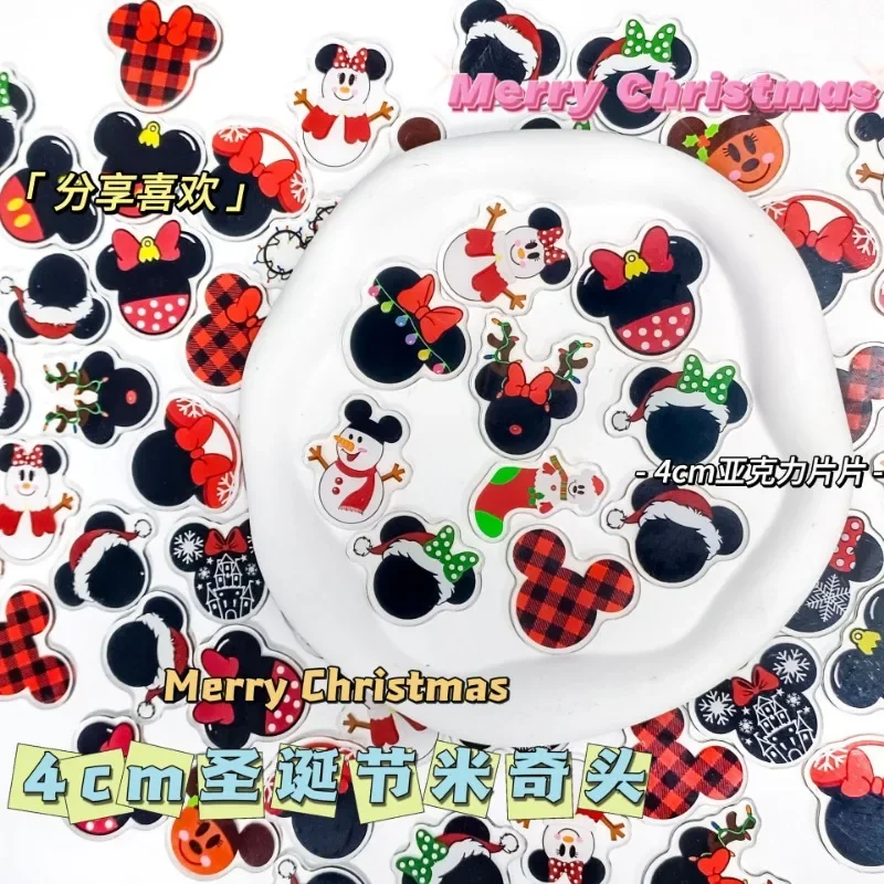 Disney Anime Cartoon Cute Mickey Head Minnie Christmas Elements Double Sided Acrylic Handmade DIY Material Accessories 500G