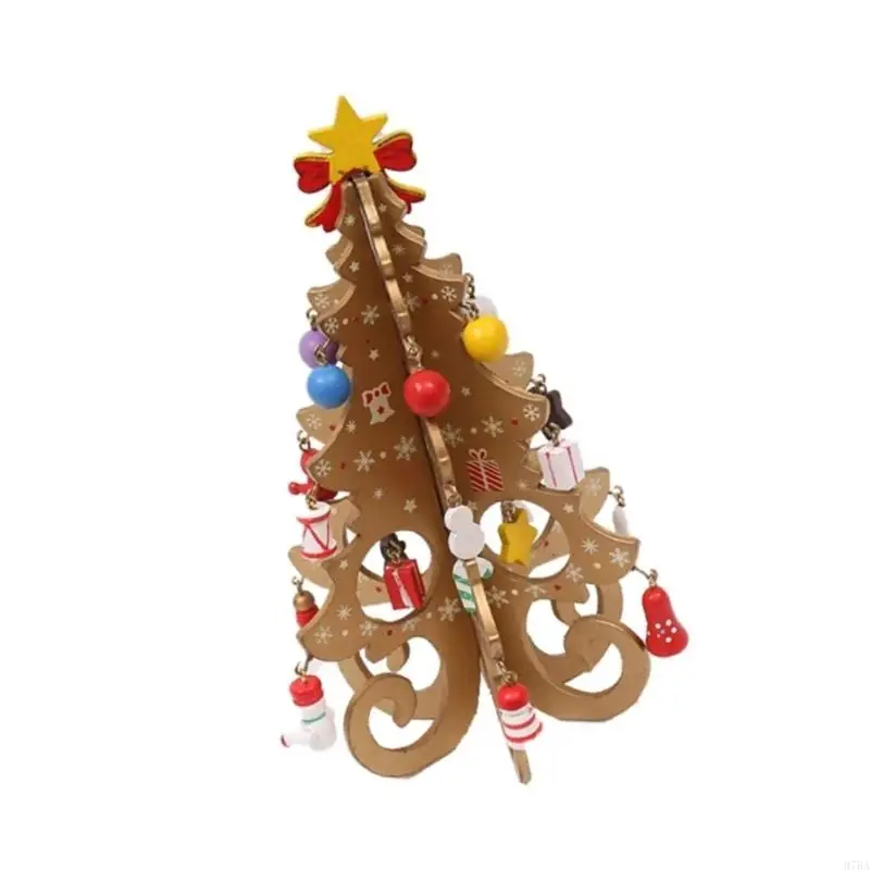 

97BA Ecological Friendly Wooden Christmas Tree Set With Mini Ornamentation For Holiday Decors