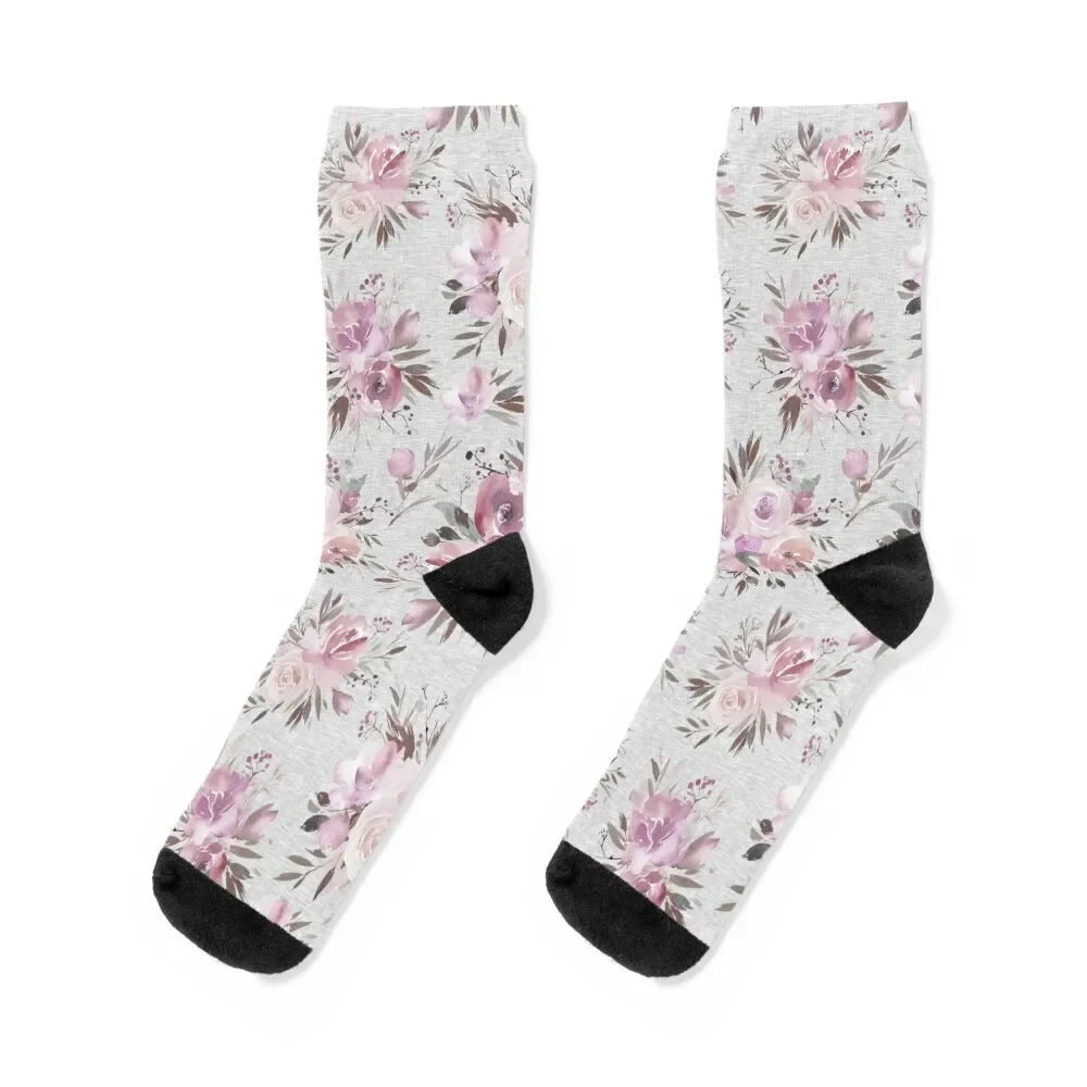 

Winter Pink Floral Socks luxury moving stockings Men's Socks Luxury Women's