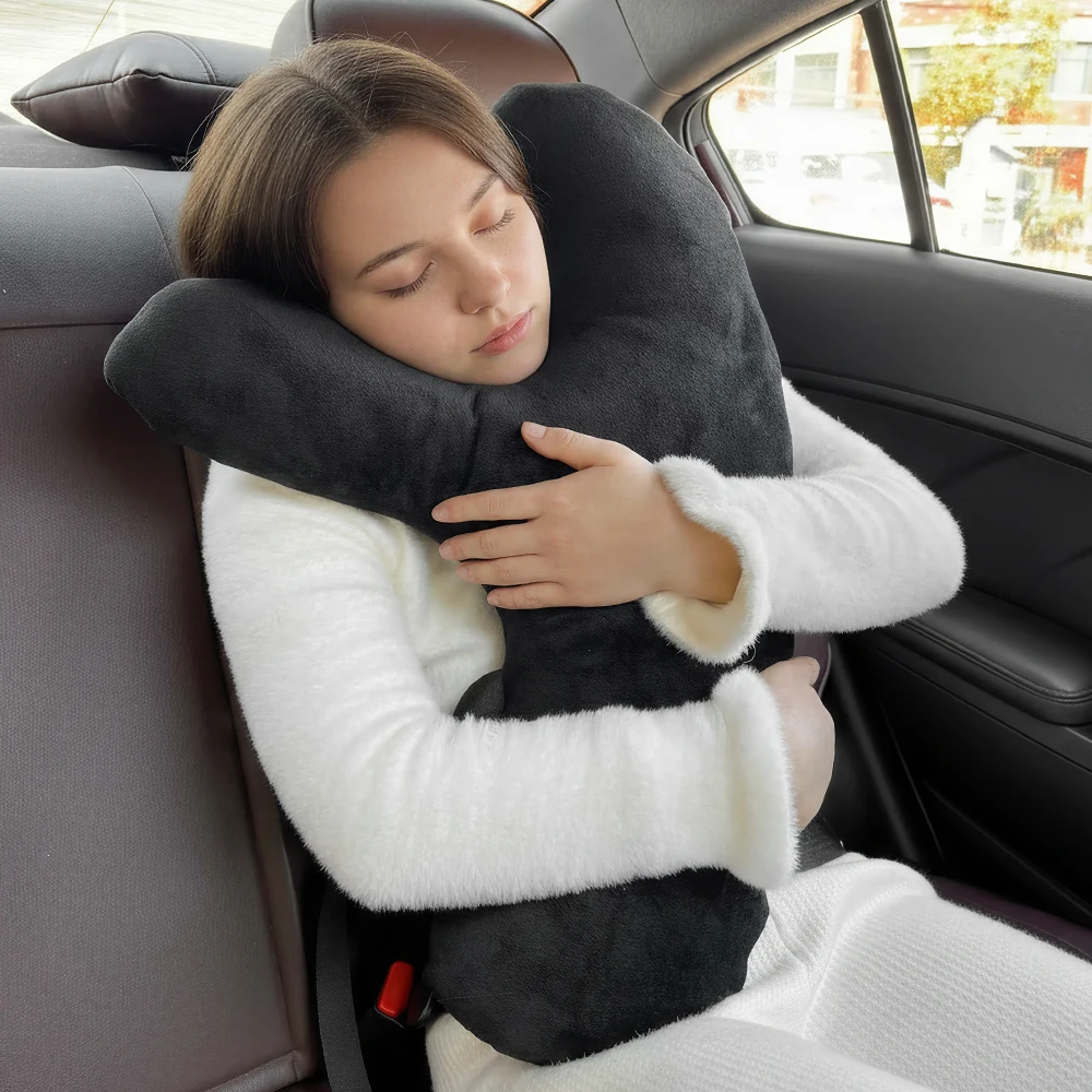 Car Neck Pillow for Resting, Adjustable Car Sleeping Pillow for Back Seat, Y-Shaped Car Throw Pillow for Long Travel Break