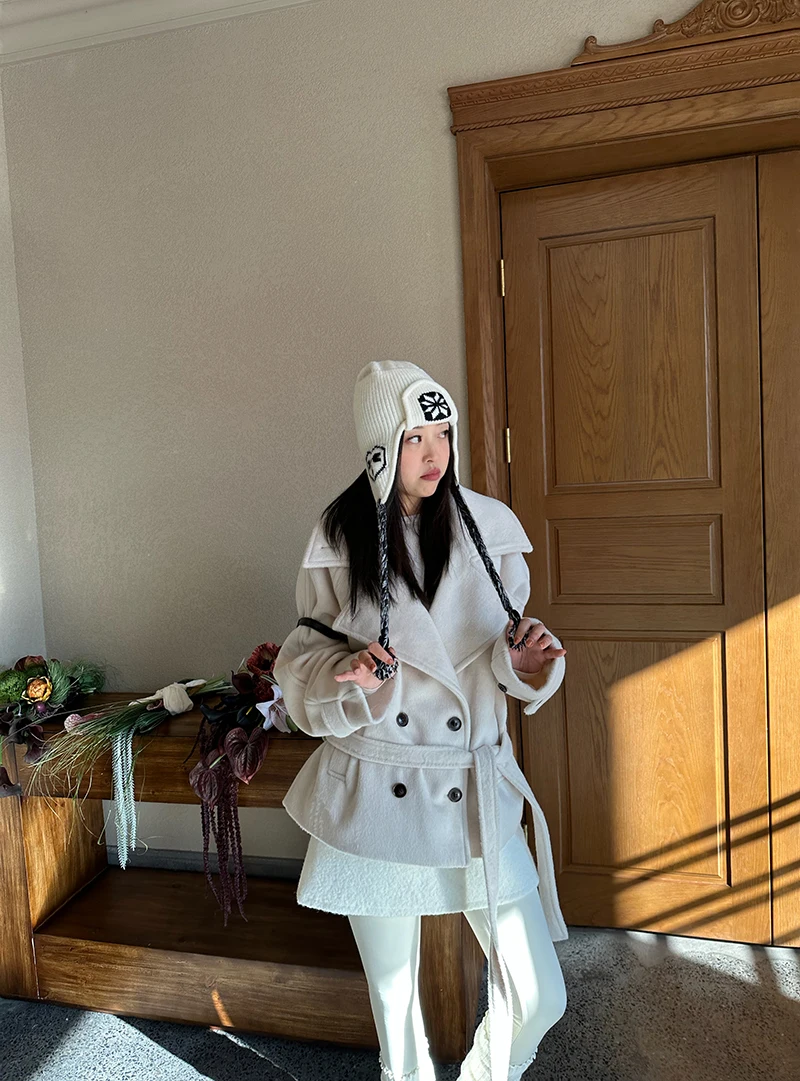 

Шерстяное пальто Lemr Sle с воротником-стойкой, свободного кроя, бежевое, модное, от китайского бренда, женское, зимнее, с длинными рукавами, двубортное