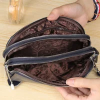 Women Long Wallet Genuine Leather 3-Layer Zipper Purse Bag Large Capacity Wristlet Clutch Wallets Phone Bag Money Purses - Image 5