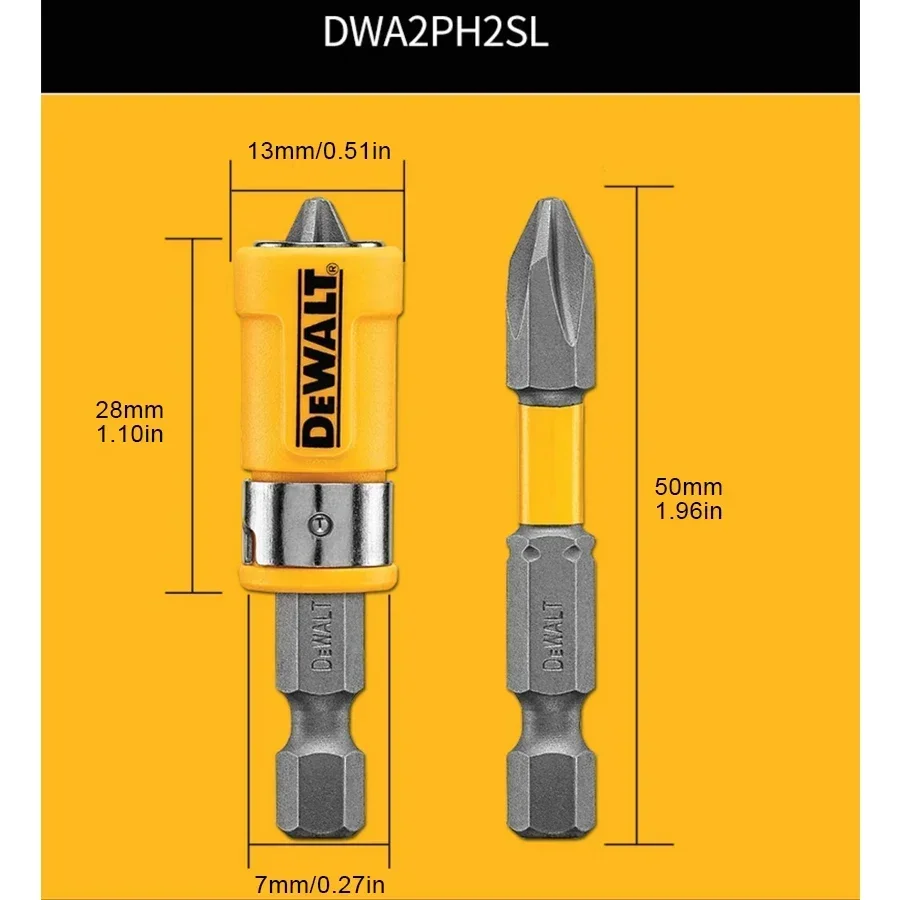 DEWALT DWA2PH2SL 3PCS Bit Set with Magnetiser/Demagnetiser 50mm PH2 Screw Bits Power Tool Accessories tools set