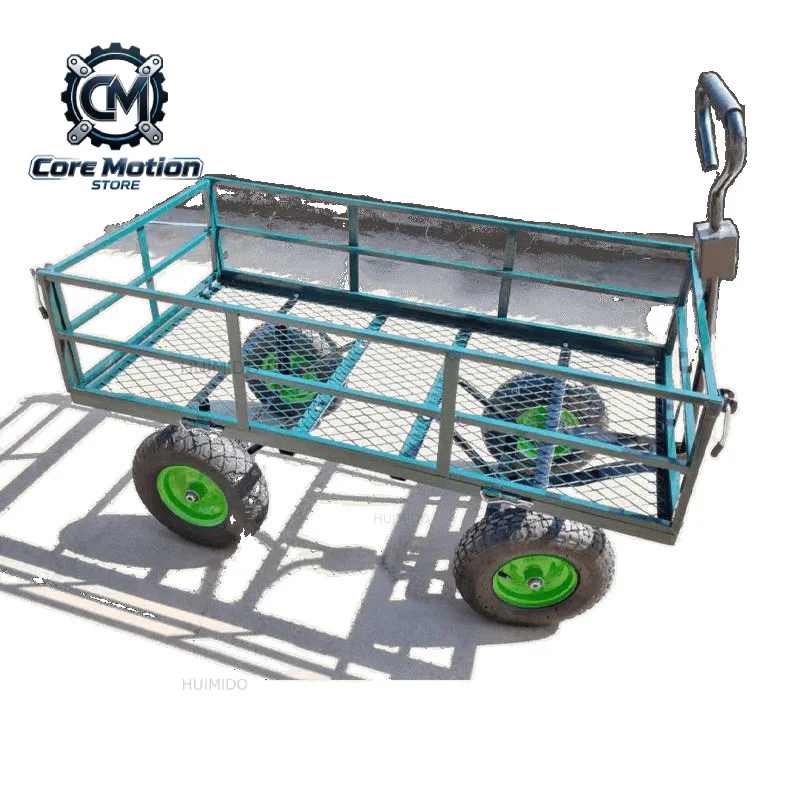 Heavy Duty Four-Wheel Garden Cart with Large Capacity Removable Garden Transport Trailer OEM Customizable Platform Structure