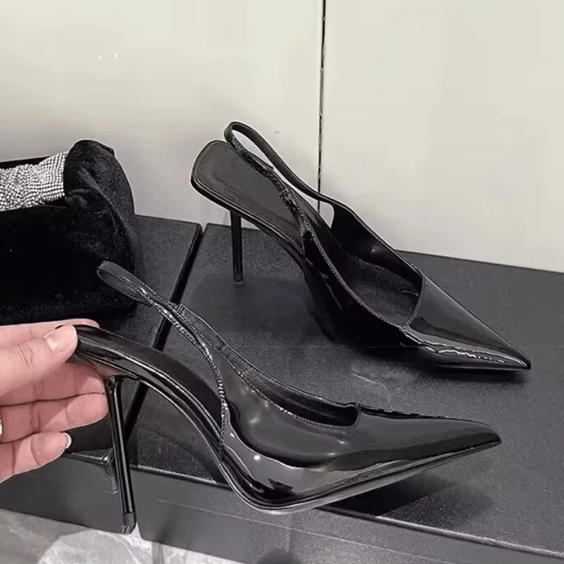 

2025 Summer French Heels Shoes New Brand Women Shoes Slip Stilettos Sexy Stone Grained Sandals Catwalks US Tax Inclusive Product