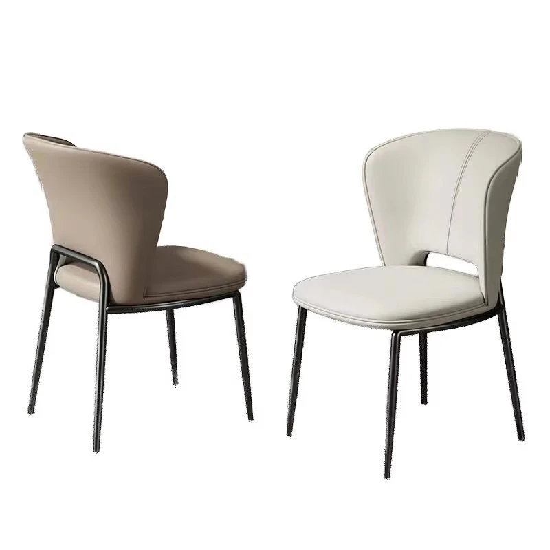 Modern Apartment Dining Room Chair Set Cotton Upholstered Metal Legs No Armrests