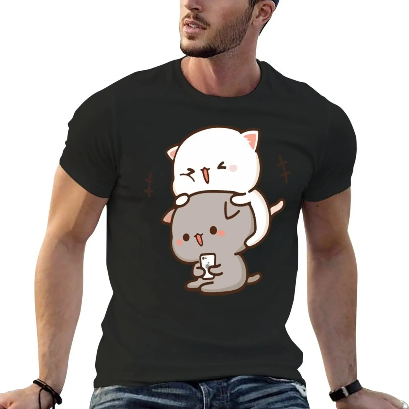 Mochi Mochi Peach Cat Long T-Shirt sublime summer tops quick drying anime clothes plus size men clothing