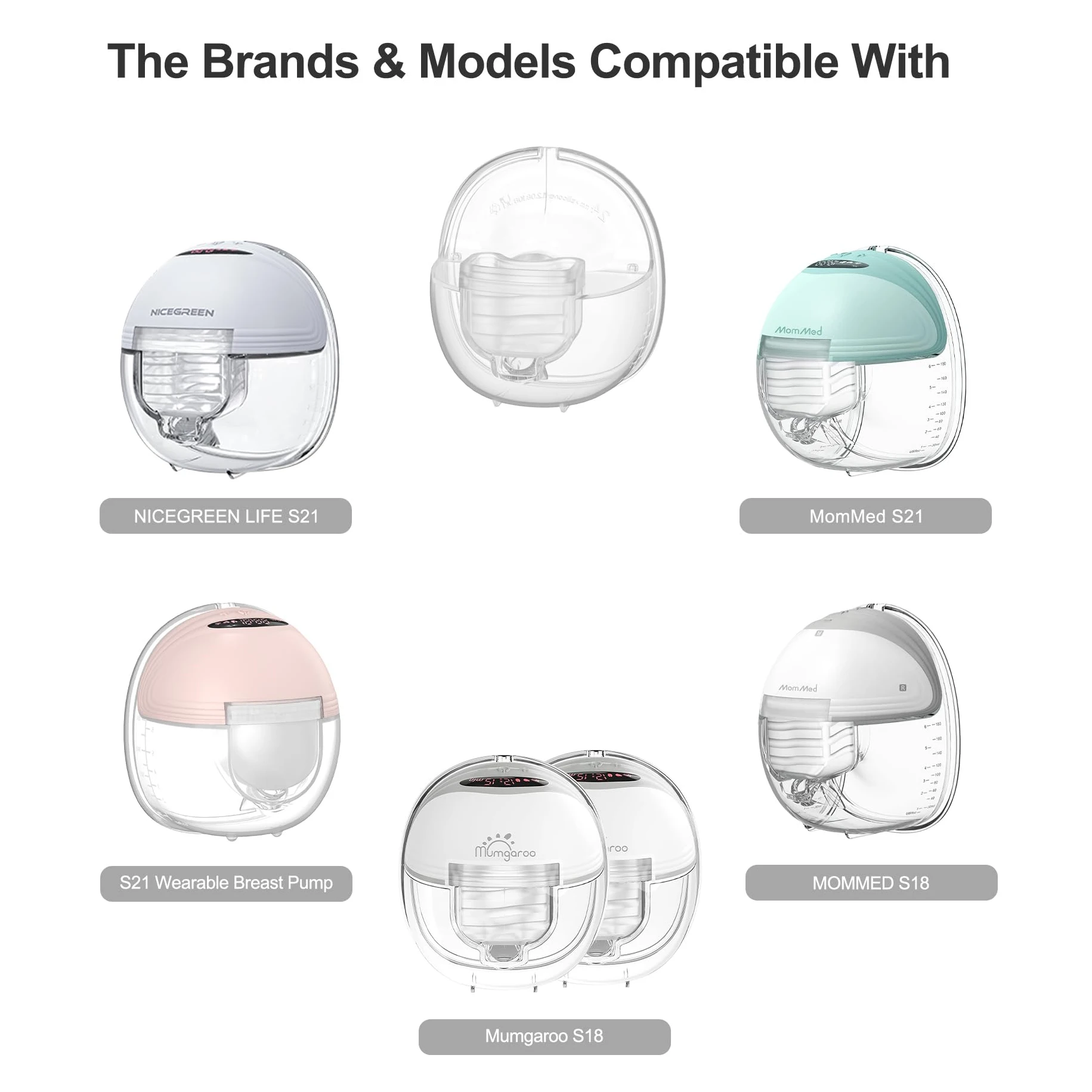 Wearable Breast Pump Accessories, Replacement Pump Parts Milk Collector Cup Compatible with MOMMED S18 S21