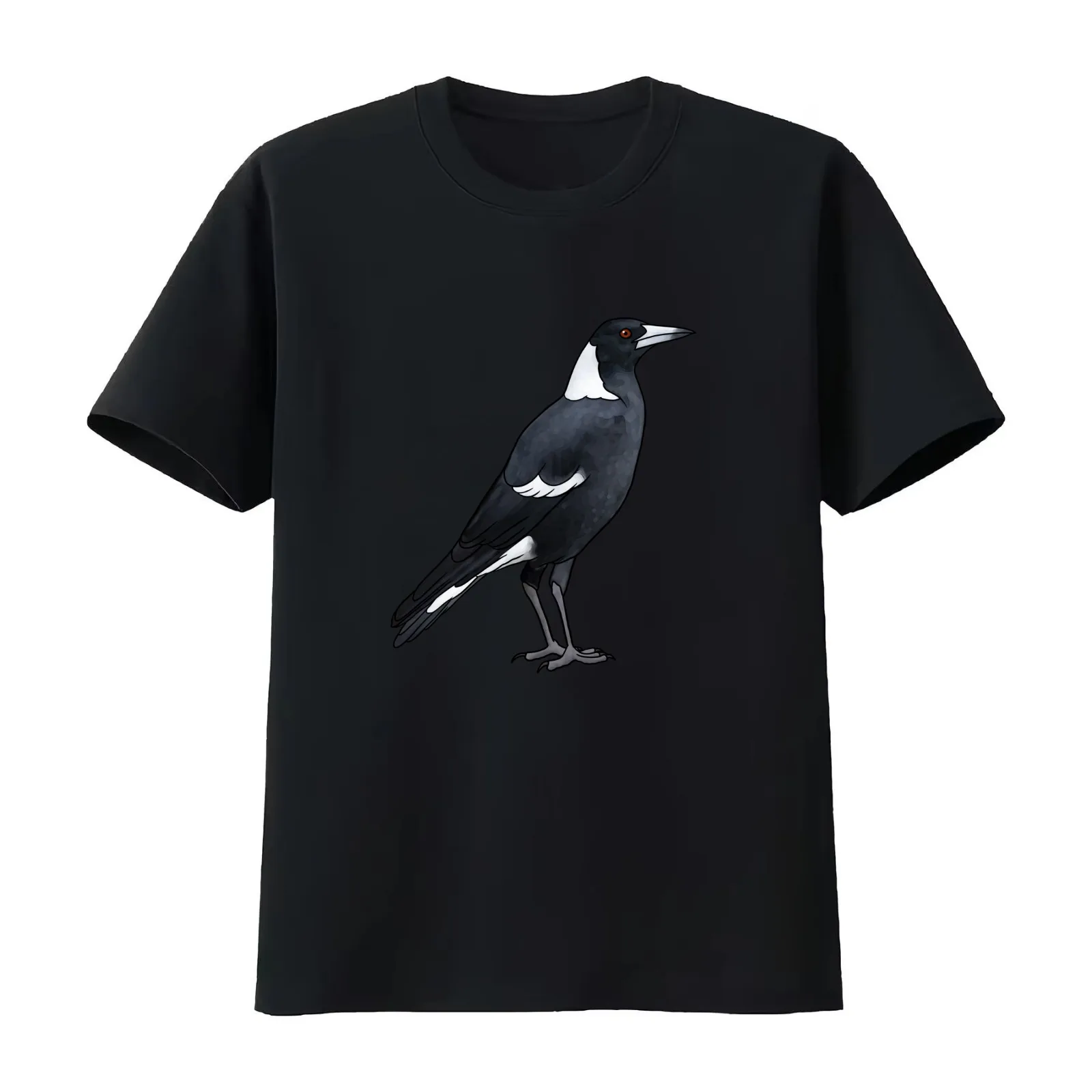 Black Backed Magpie T-Shirt Summer Casual Cotton Tee Oversized Streetwear Tops Vintage Graphic Print Loose Fit Short Sleeve