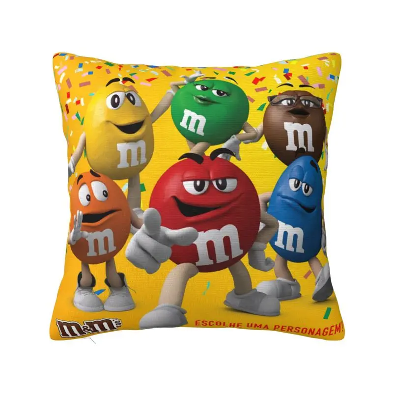 Luxury M&M's Chocolate Candy Meme Cushion Covers Polyester Throw Pillow Case for Car Square Pillowcase Living Room Decoration