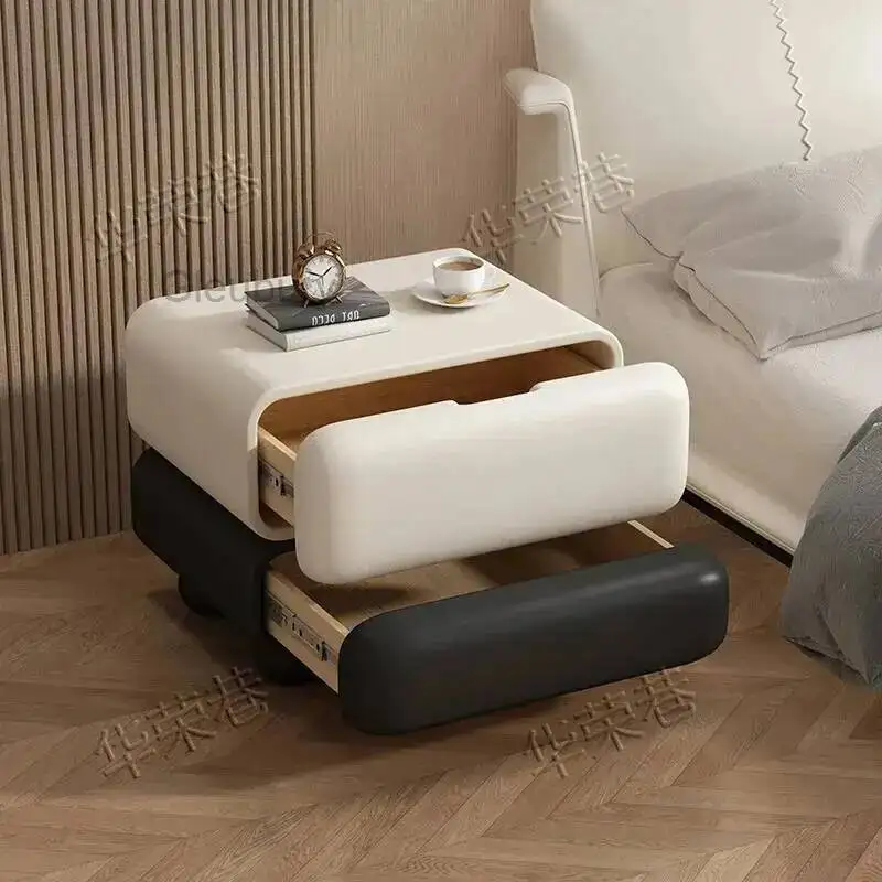 Mesa de almacenamiento vintage para dormitorio, mesita de noche nórdica italiana con cajones, mesa de noche Kawaii, muebles de dormitorio estéticos de lujo