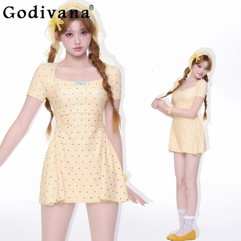 

Original Girls Sweet One-piece Swimsuit Women 2025 New Beach Vacation Swimwear Student Y2k Swimming Suit Bathing Suit Women