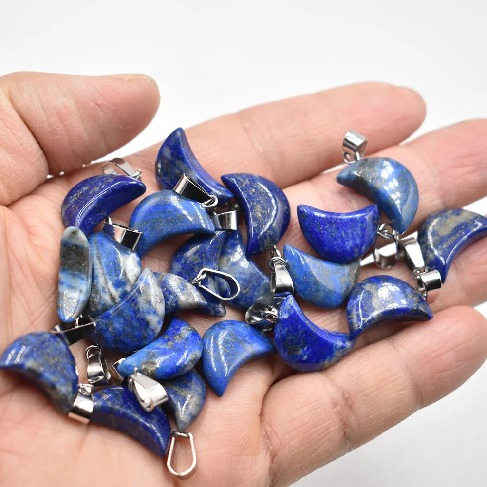 Großhandel 20 Stück/Set modische, hochwertige Anhänger in Halbmondform aus natürlichem Lapislazuli für die Schmuckherstellung, kostenloser Versand – Detail 2