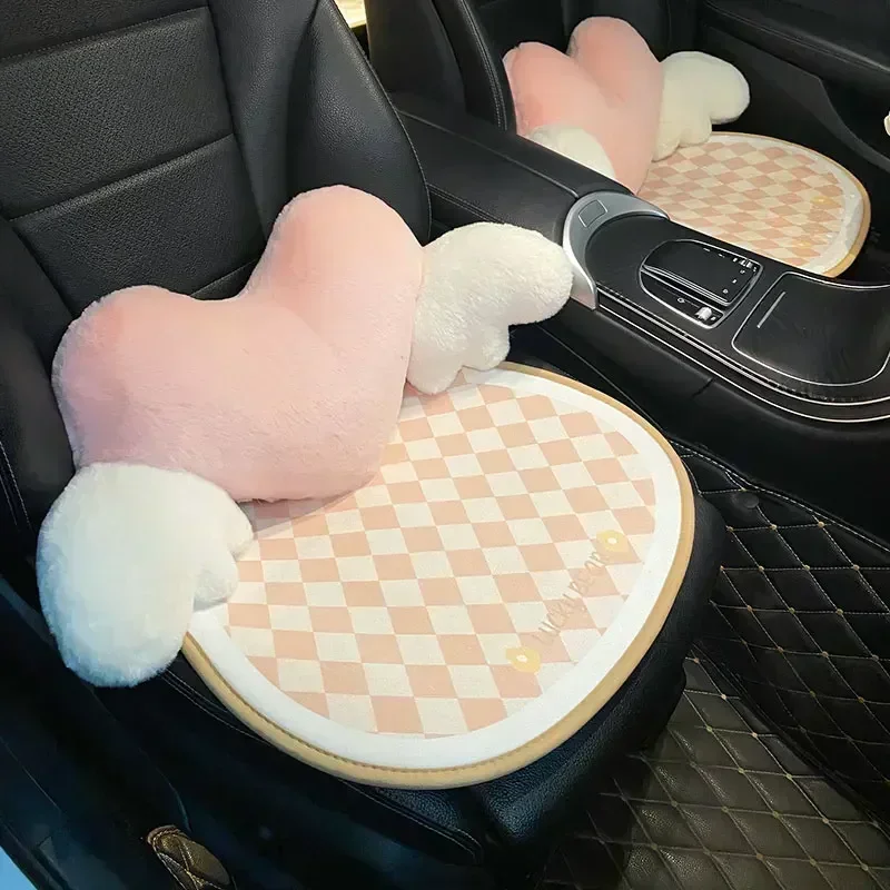 Heart-Shaped Car Headrest Plush Love Neck Pillow Seat Universal Lumbar Pillow Support Accessorie Back Car Seat Back Pillow