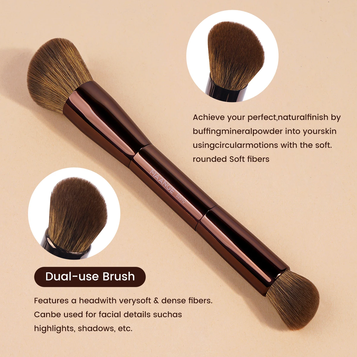MAANGE 4pcs Makeup Brushes Dual-ended Foundation Brushes Retractable Airbrush Kabuki Brush for All Face Makeup Liquid Cream Tool