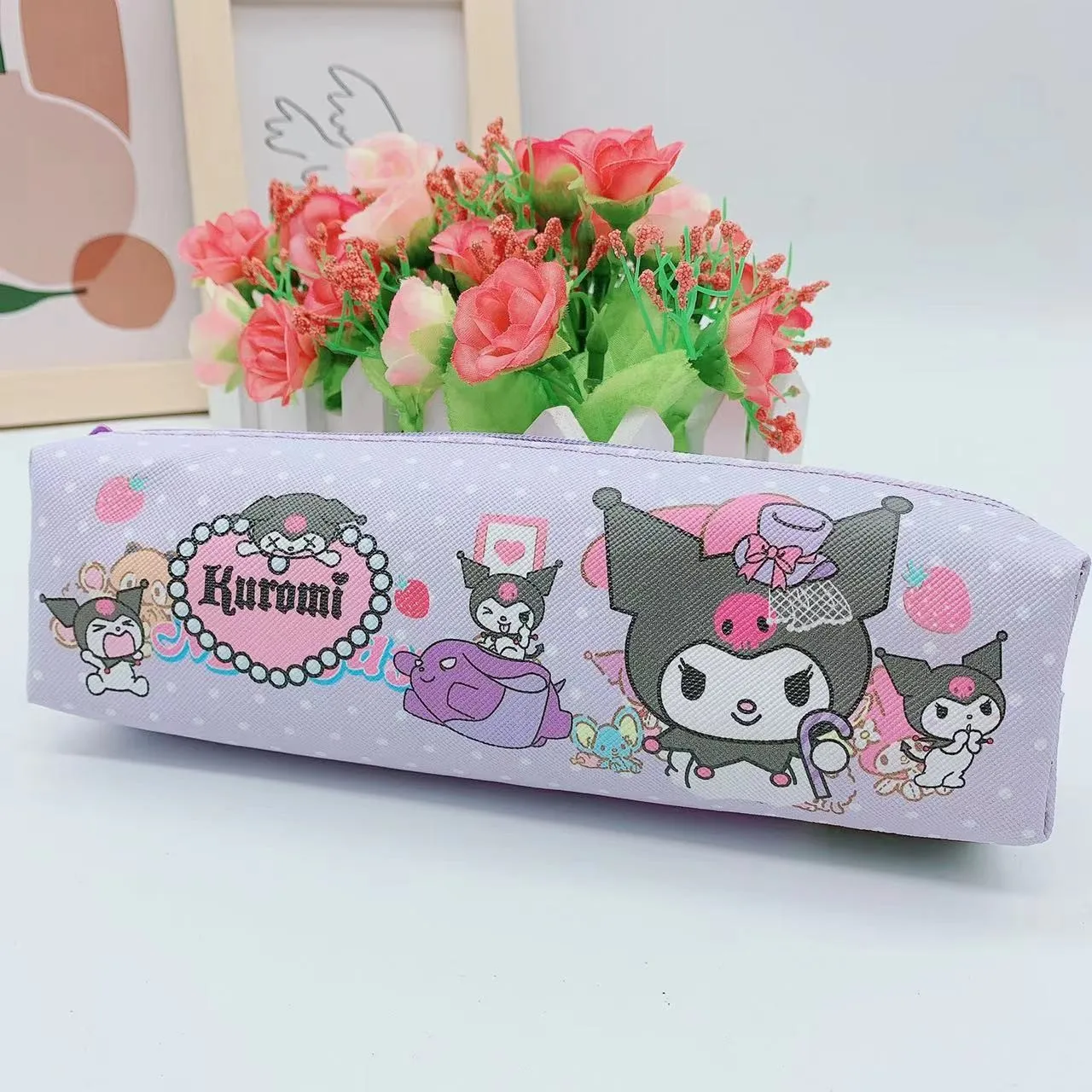 Sanrio Peripheral Family Pencil Case, Pencil Case, Student Stationery Pencil Case, Little Devil Pu Zipper Bag, Storage Bag image 4