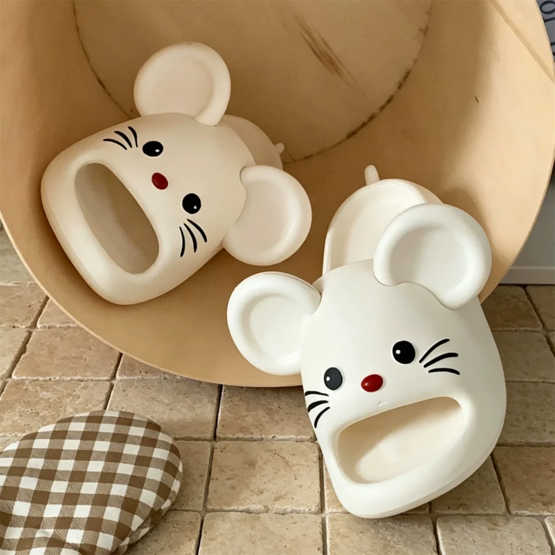 2026 New Funny Mouse Pattern Women Summer Slippers Breathable Arch Support Anti Odor Non Slip Indoor Outdoor Casual Slides