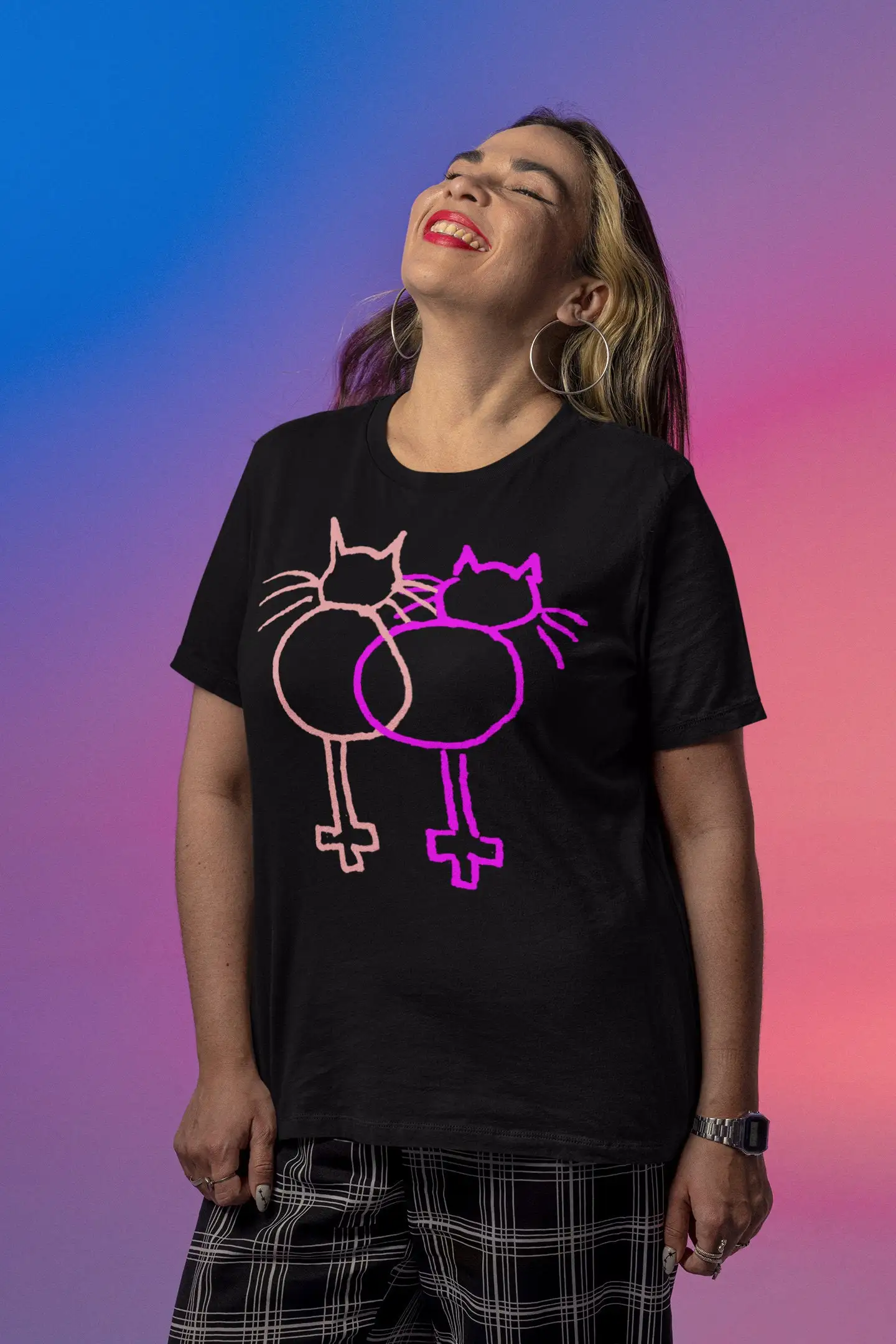 Lesbian Cats T Shirt LGBT Pride Gay Pussy Funny for Cat Owners