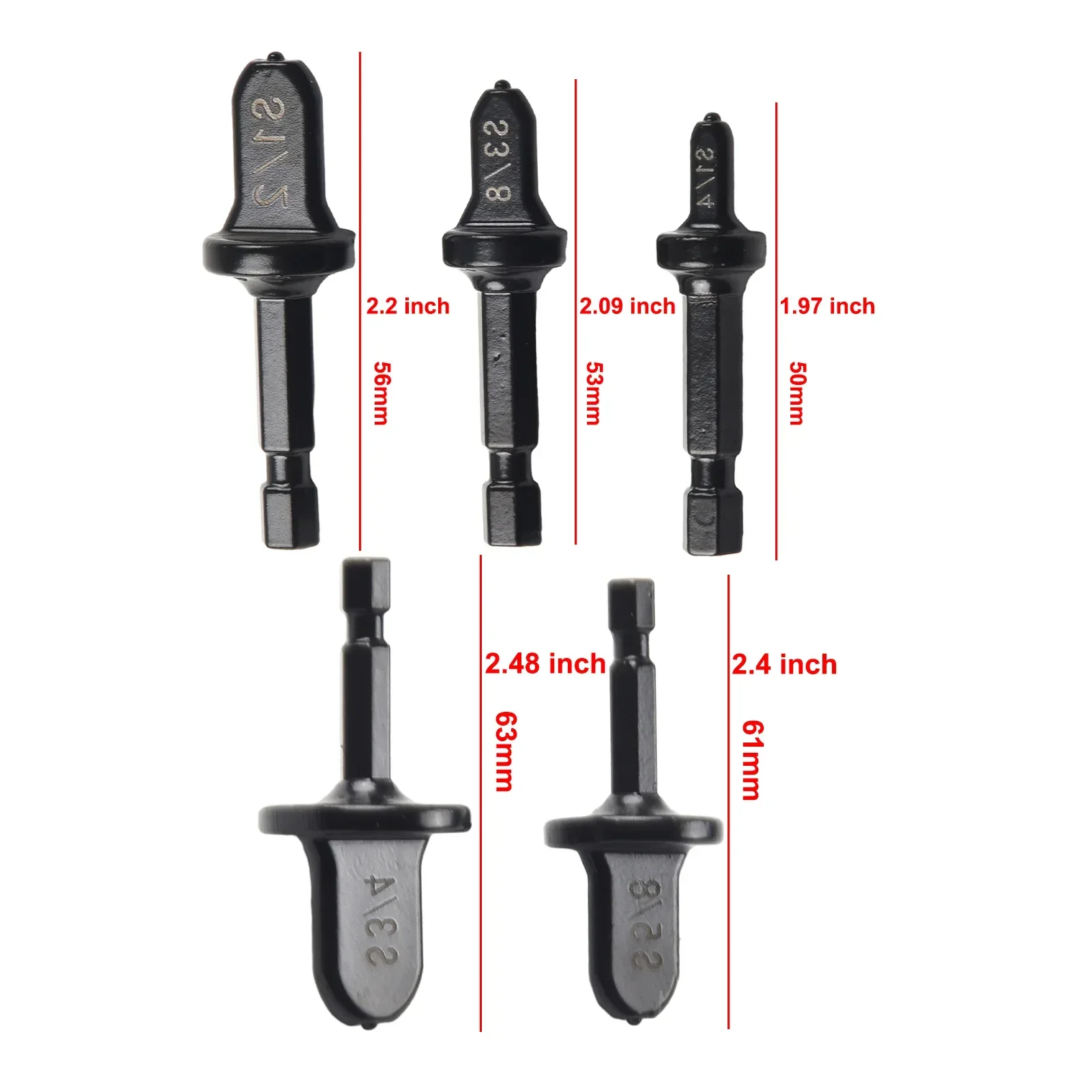 Extenseur de tube à poignée hexagonale en acier à haute teneur en carbone, ensemble d'évasement de sertissage de climatiseur, foret, outils d'évasement, 63mm, 61mm, 56mm, 53mm, 50mm