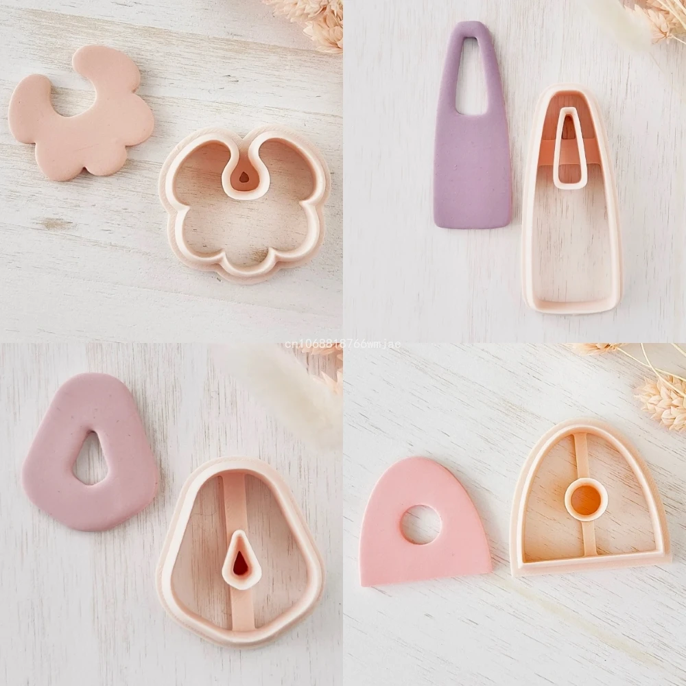 Abstract Shape Polymer Clay Embossing Moulds Basic Geometric Dangle Clay Earring Cutters for DIY Jewelry Necklace Pendant Making