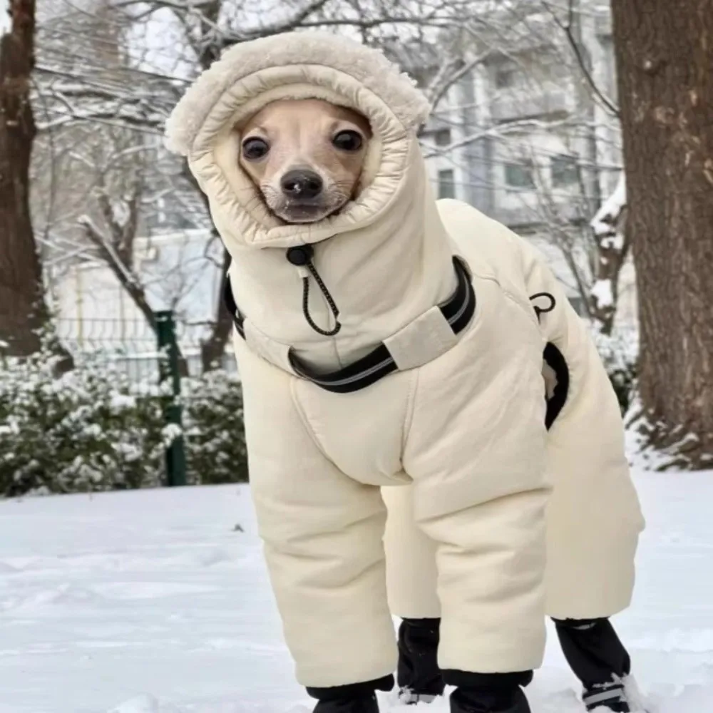 Neuer Wasserdichter Winter-Hundeoverall Verdickter Ganzkörper-Wintermantel für Hunde Fleece-Warm Große Haustierbedarfsartikel für Große Hunde