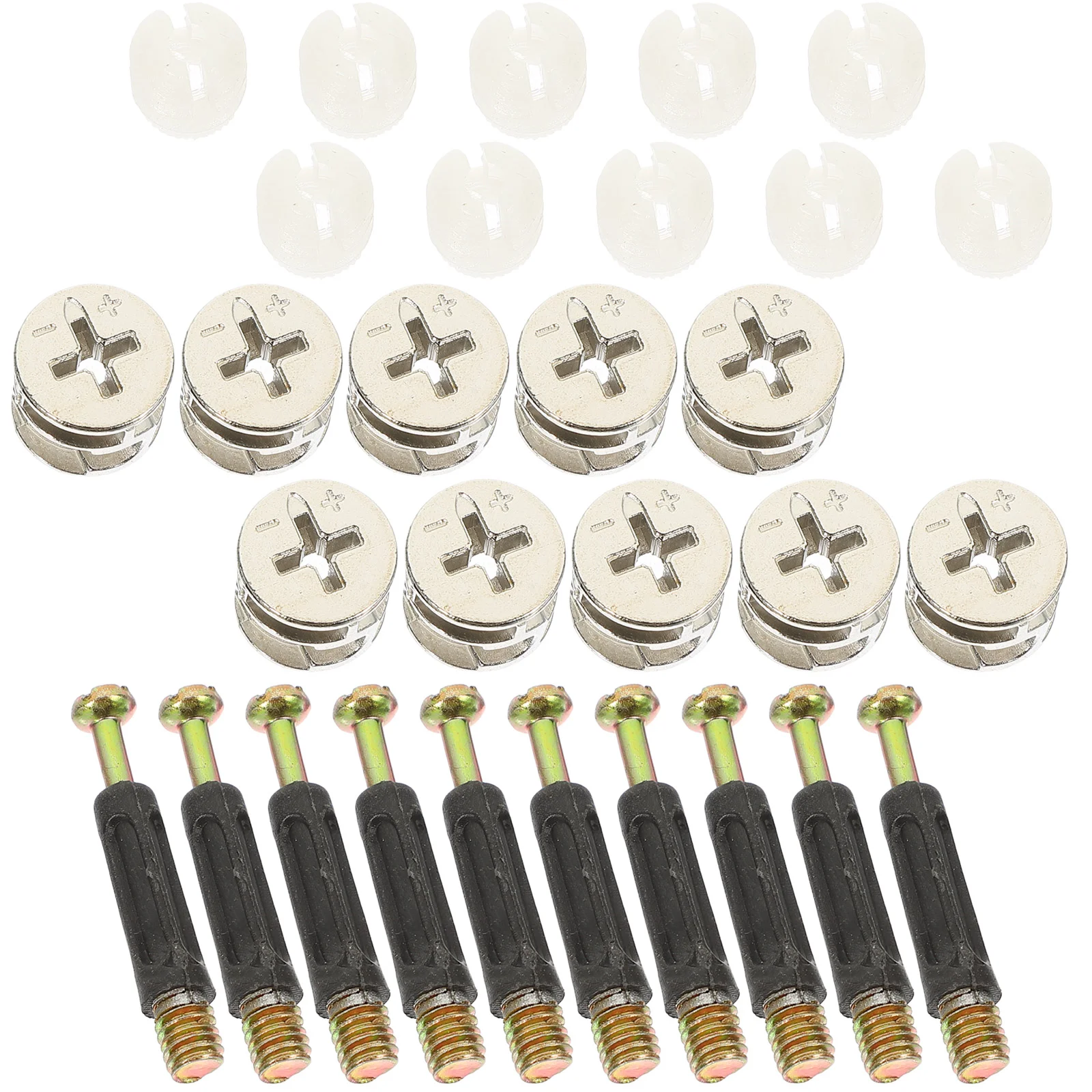 10 Sets Furniture Side Connecting Pre-Inserted Nuts Dowels Board Connector Cam Fittings